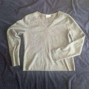 The Loft. Classic Grey Merino Wool V-neck Sweater.
